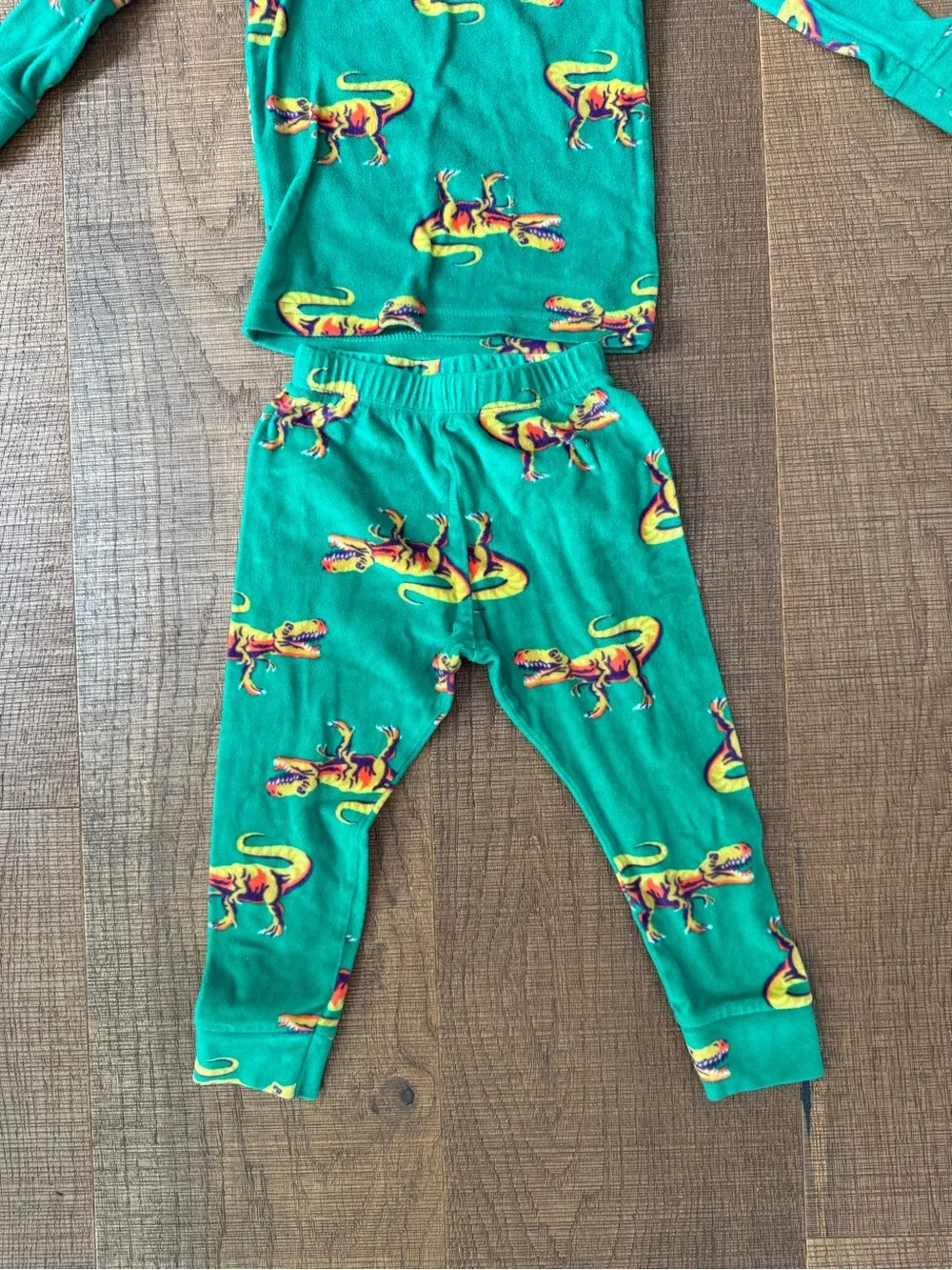 Kids Two-Piece Pajama Sets - 2-Set Bundle: Black & Gray Camo + Green Dino Print